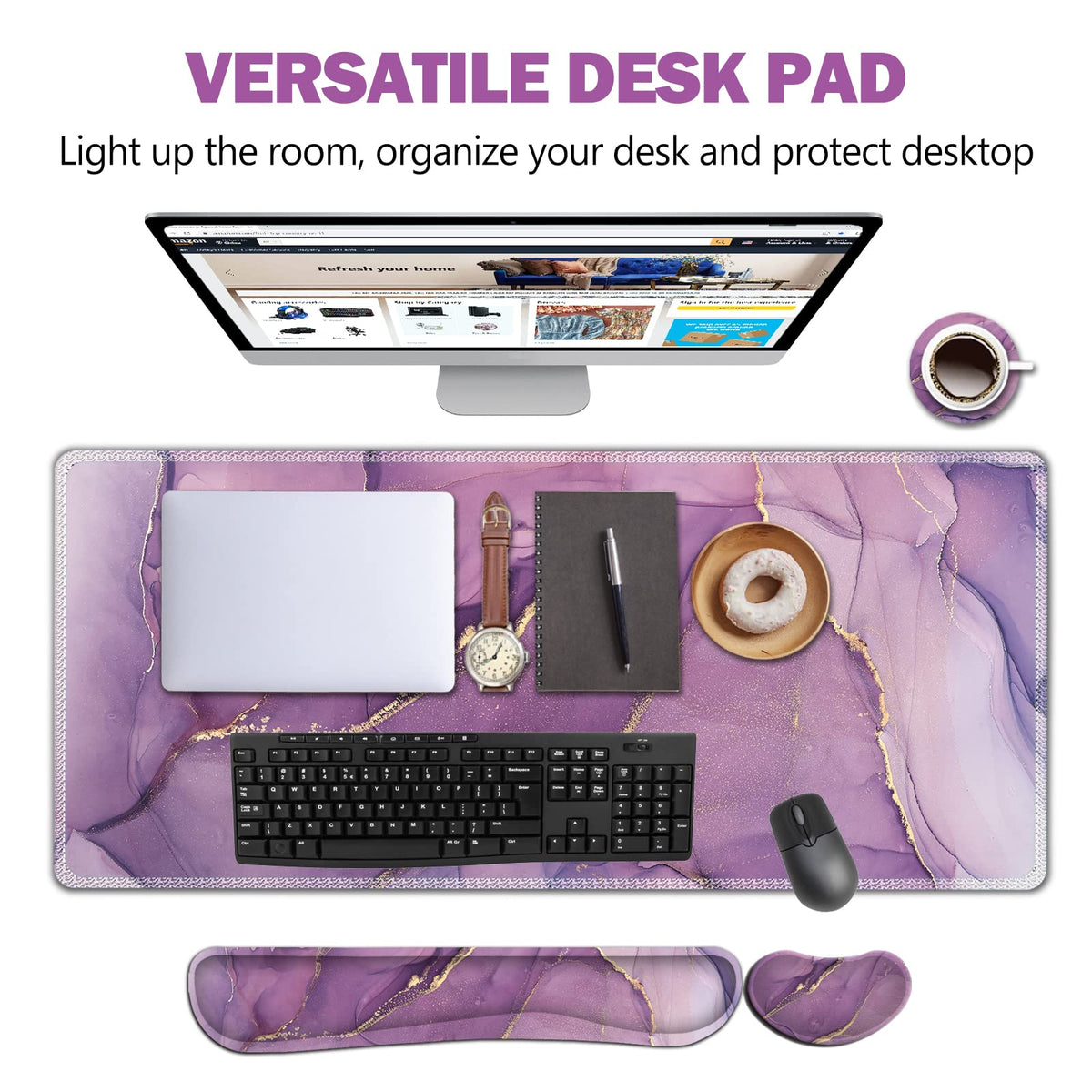AIMSA Large Gaming Mouse Pad Set, Keyboard Wrist Rest Support Mouse Pad, Ergonomic Memory Foam