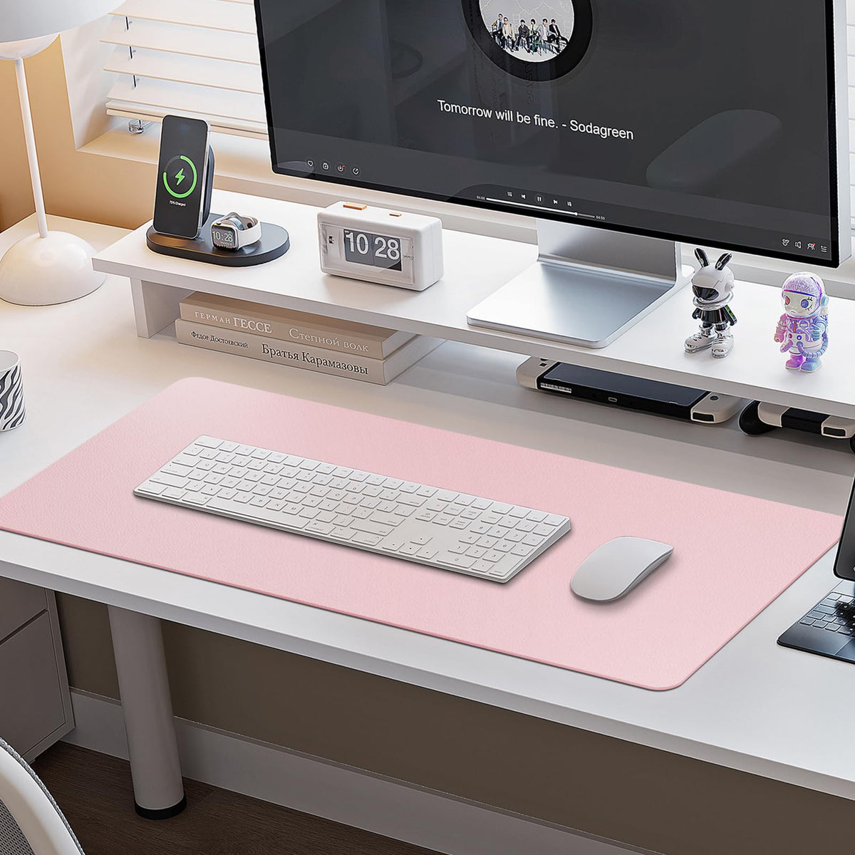 Boutilon Leather Desk Pad Protector,Non-Slip Mouse Pad,Laptop Desk Pad,Office Mouse Mat,Waterproof