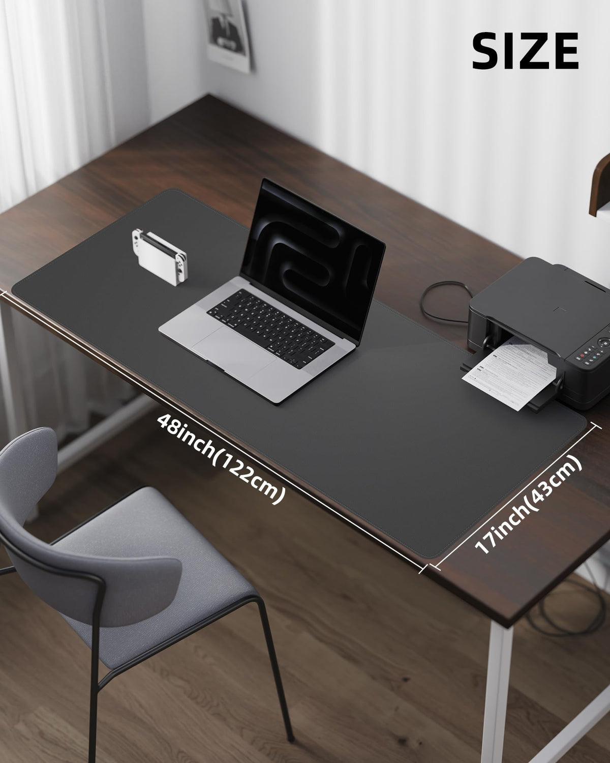 Leather Desk Pad Protector- 48" x 17" Office Desk Mat, Non-Slip PU Leather Mouse Pad, Waterproof