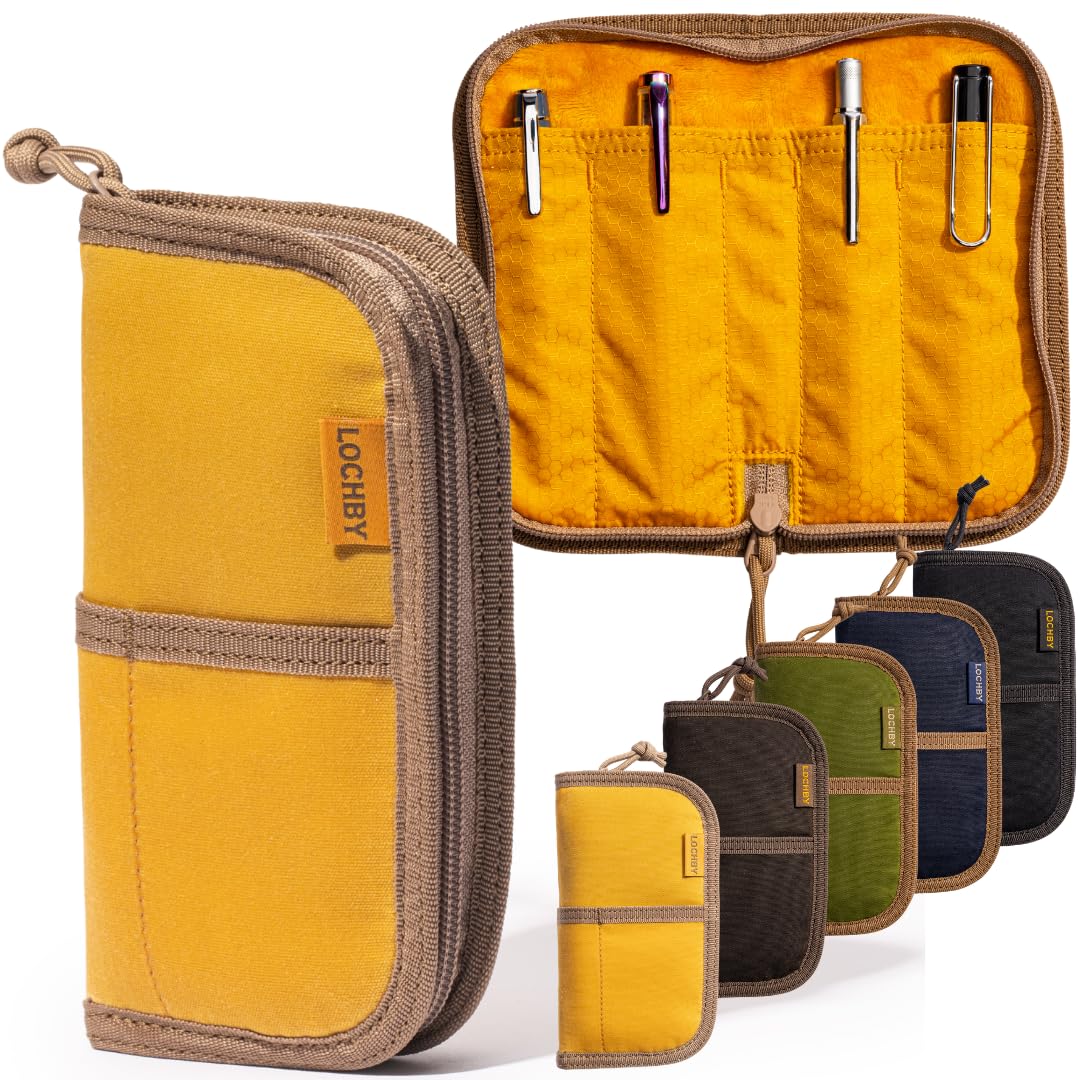 LOCHBY® Quattro | Slim & Elegant Pen Pouch | Durable Waxed Canvas Lightly Padded for Fountain Pen &