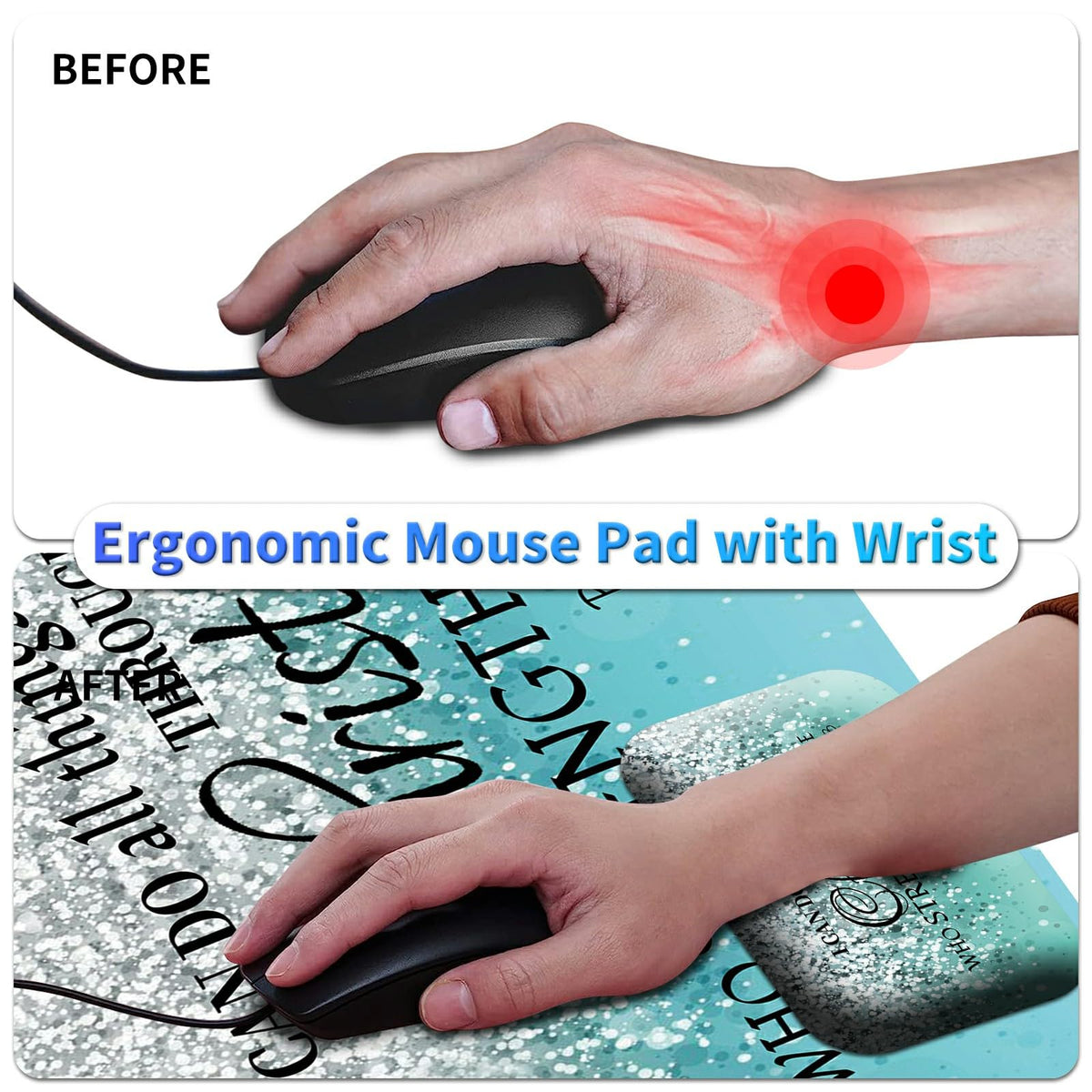 BPQOJB Laptop Mouse Pad 27.5 x 11.8 inch & Small Wrist Rests with Coasters and Blue Flash Bible