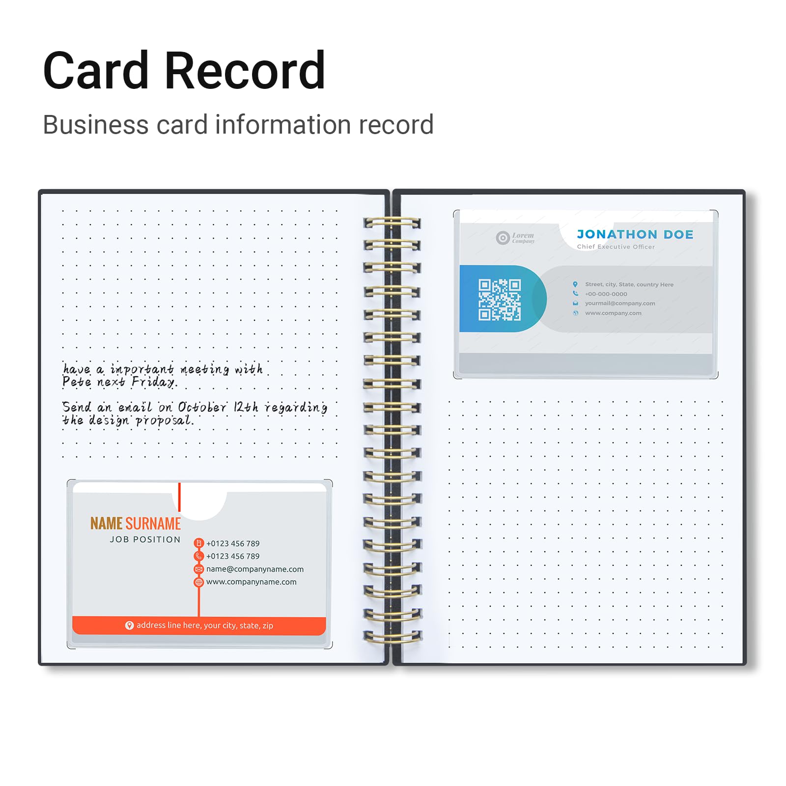 OneSky Business & Credit Card Organizer Book with Notes, 64 Slots * 2 Pack