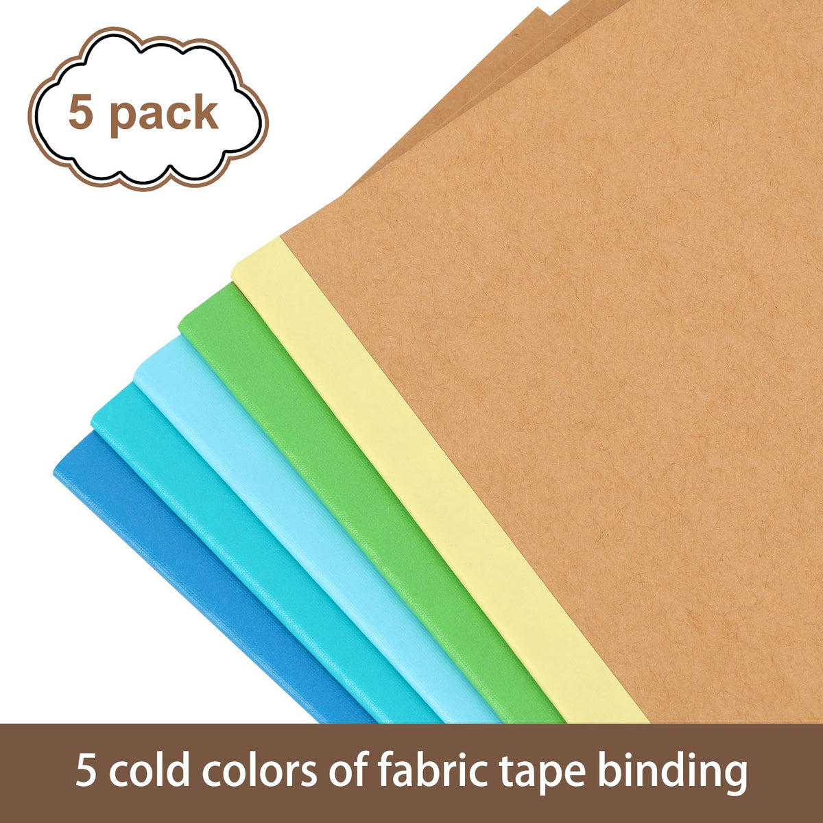 EOOUT Notebooks for Kids 5 Pack A5 Composition Notebook, Kraft Lined Journal Bulk with Blue Spine