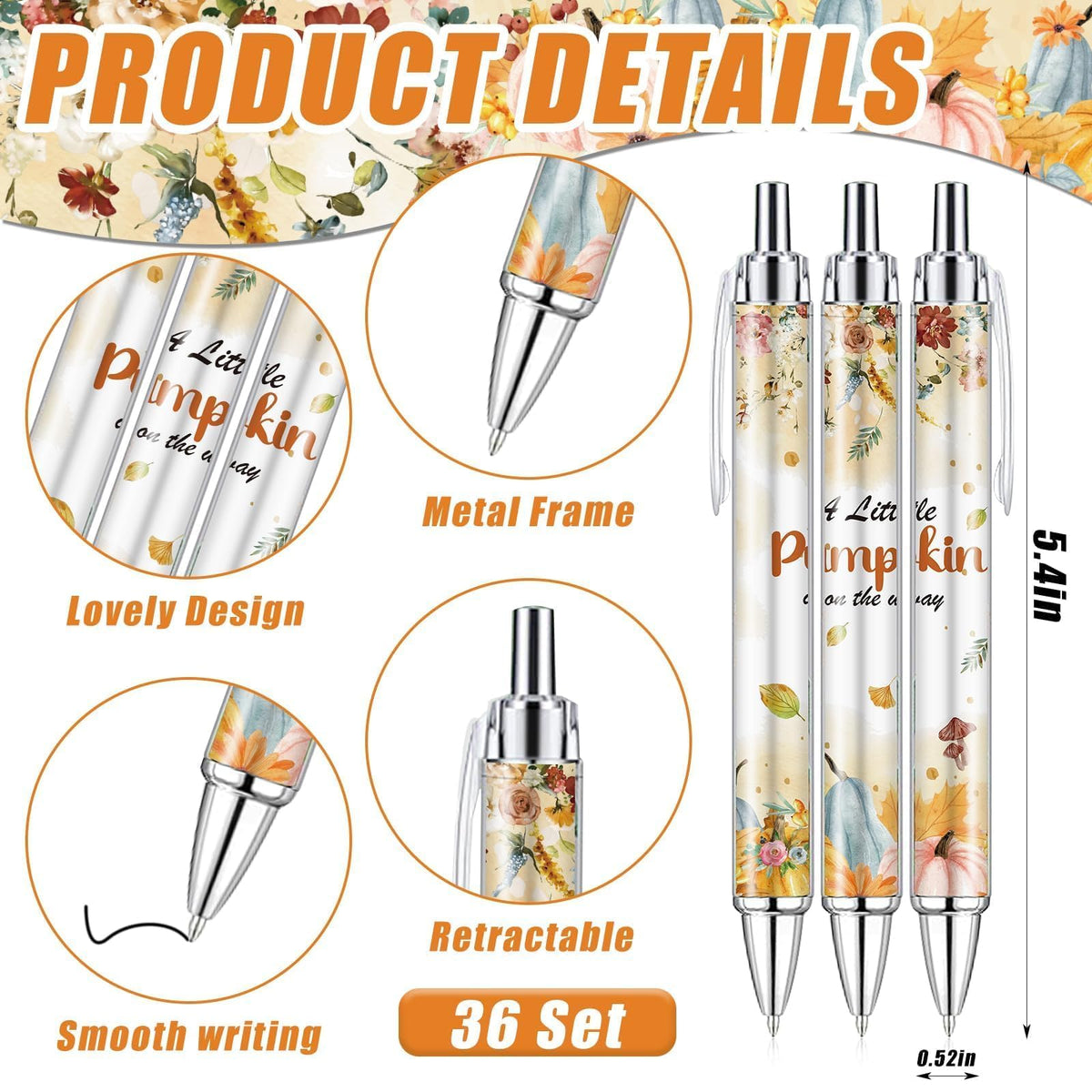 EYNDYN 145 Pieces Little Pumpkin Baby Shower Favors for Guest Fall Pumpkin Ballpoint Pens and
