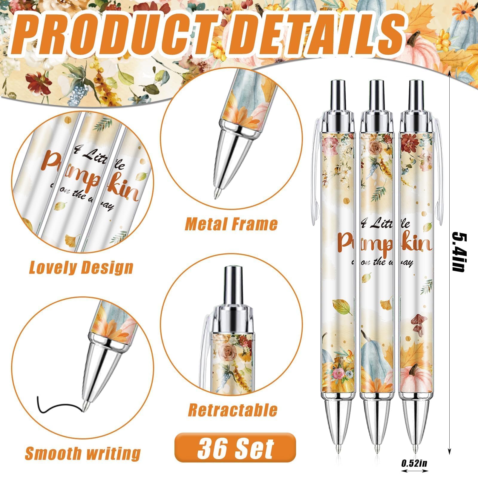 EYNDYN 145 Pieces Little Pumpkin Baby Shower Favors for Guest Fall Pumpkin Ballpoint Pens and