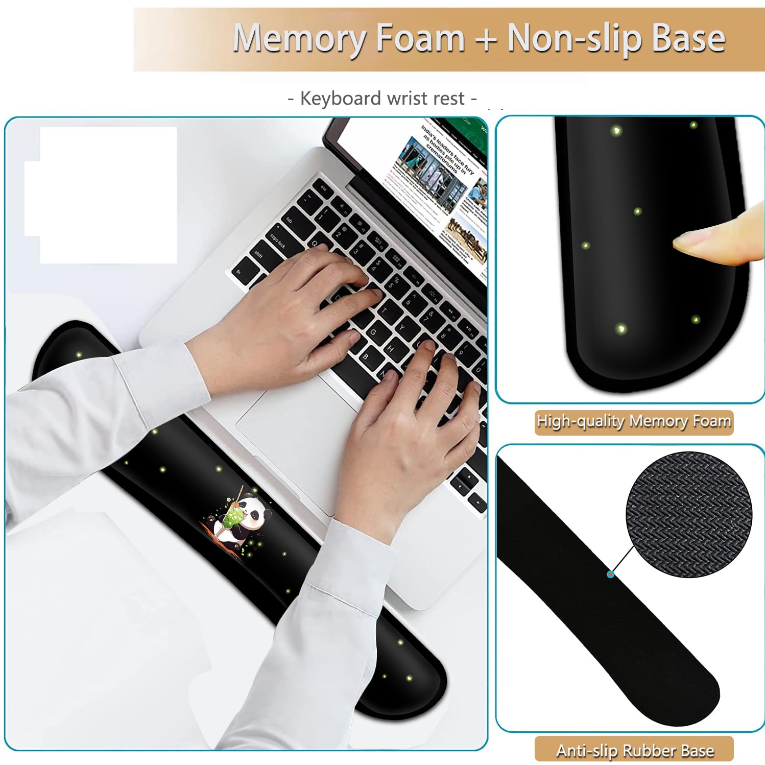 Keyboard Wrist Rest and Mouse Pad Wrist Support Set, Ergonomic Gel Mouse Pad Wrist Rest with