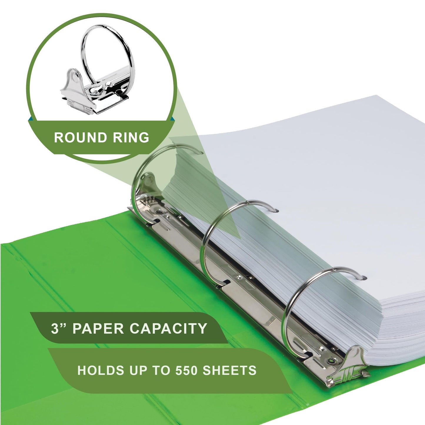 Samsill Plant-Based 3 Inch Durable Round Ring, View Binder, Eco-Friendly, USDA Certified Biobased