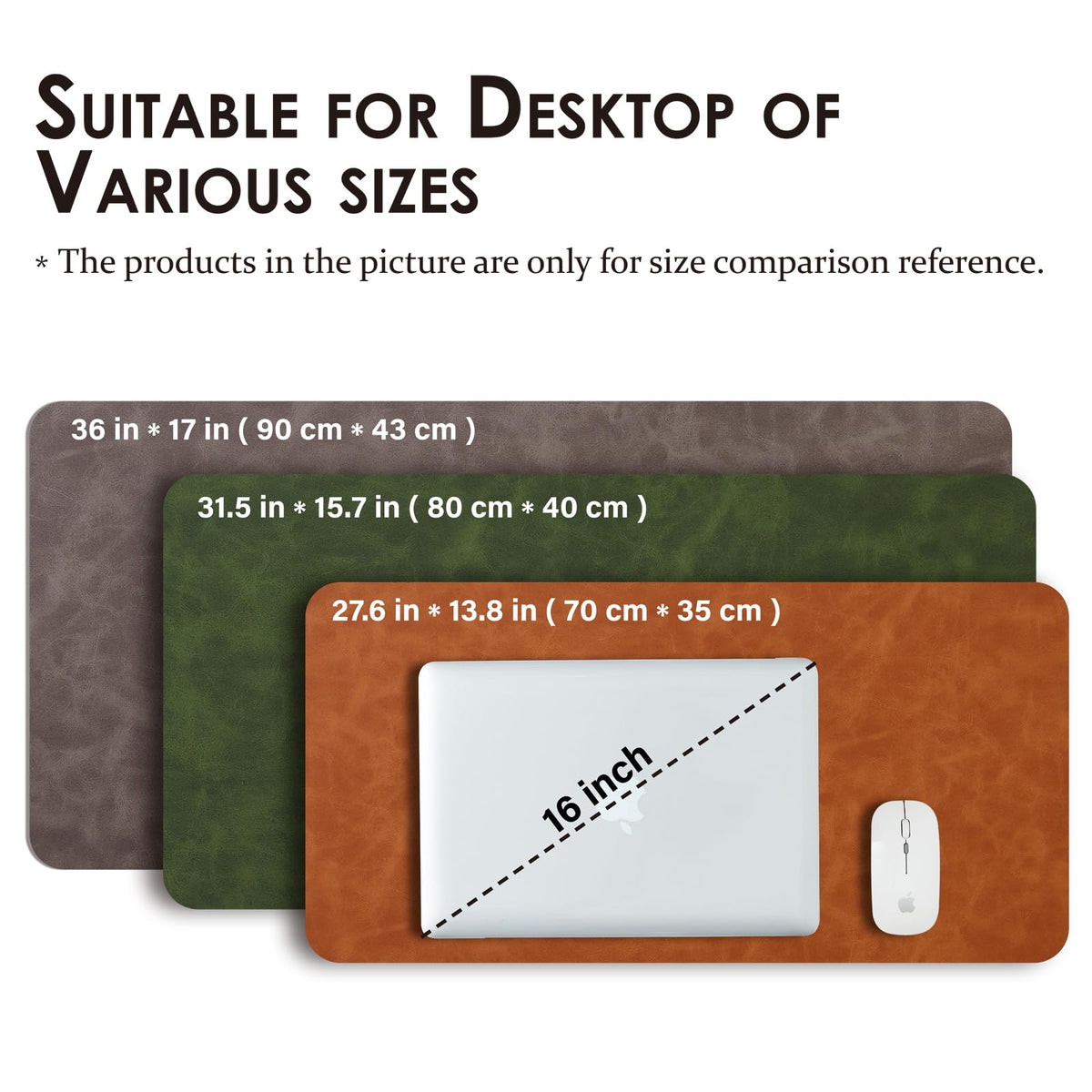 Distressed Leather Desk Mat - Non-Slip PU Desk Pad for Office and Home - Desk Organization and