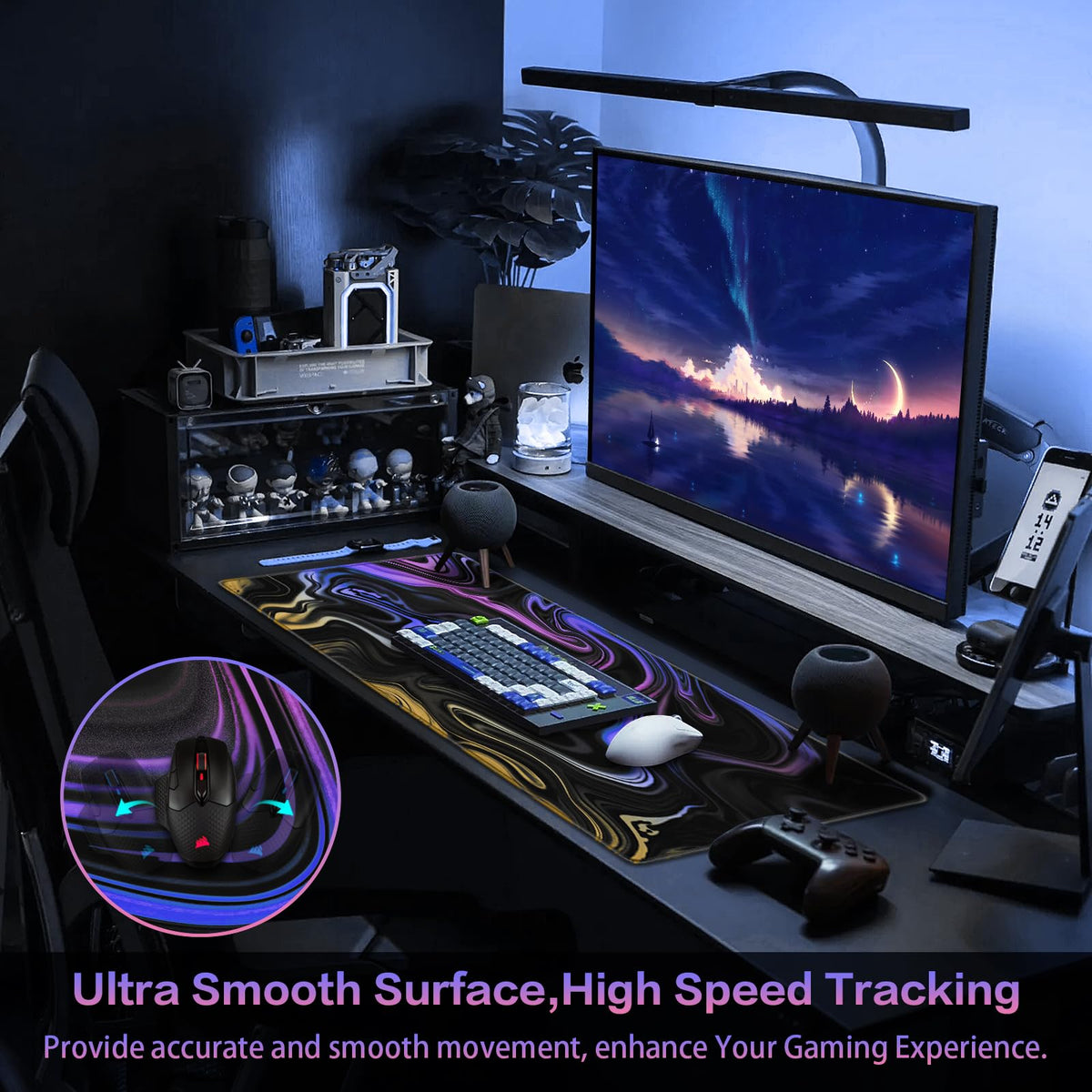 Canjoy Gaming Mouse Pad, 35.4x15.7inch Fluid Large Mouse Pads for Desk