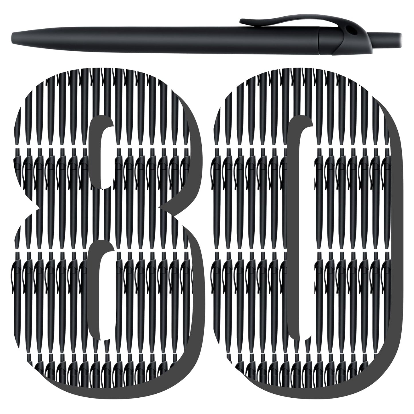 Aozora Pens Bulk,80 Pack Black Click Pens No Bleed,Wholesale Retractable Ballpoint Pens Medium