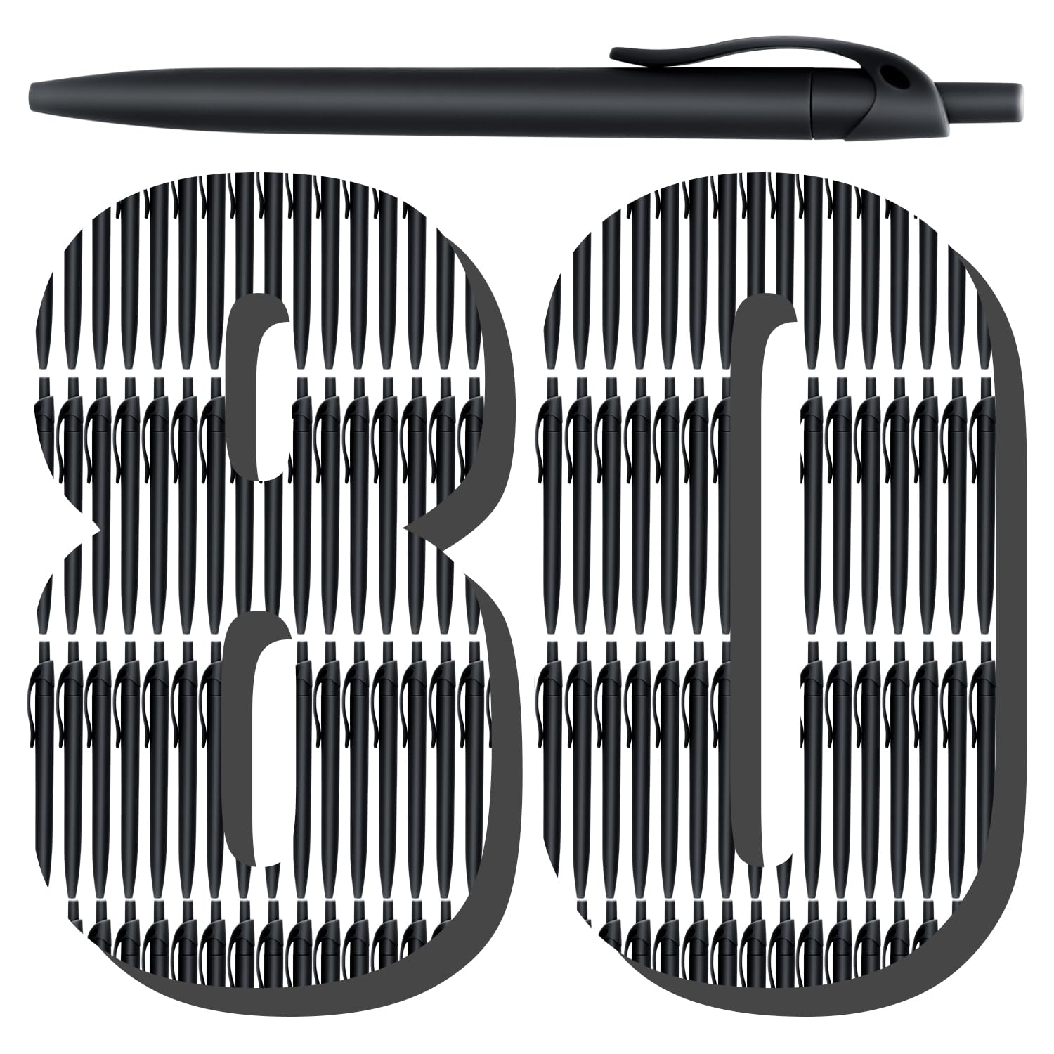 Aozora Pens Bulk,80 Pack Black Click Pens No Bleed,Wholesale Retractable Ballpoint Pens Medium