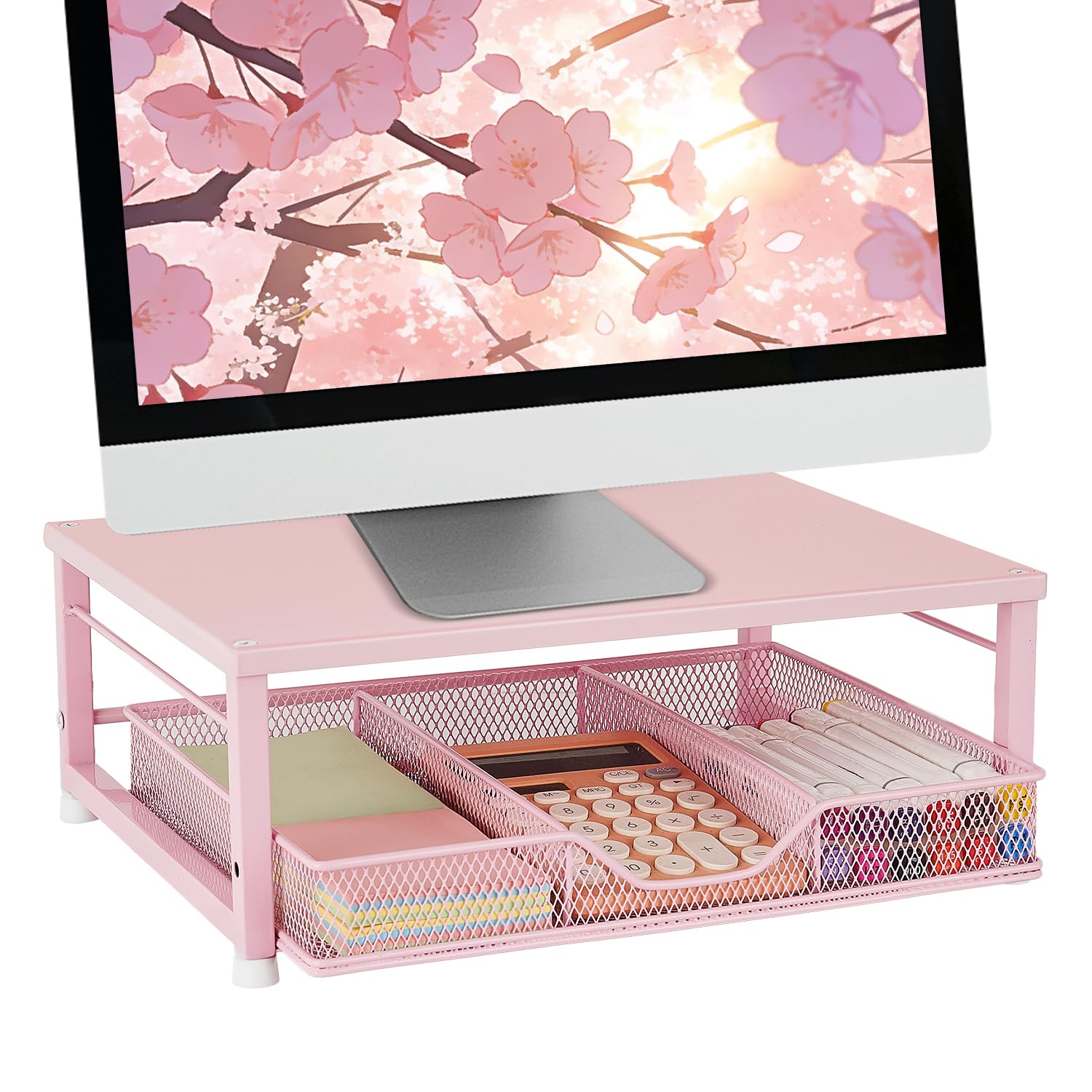Gugsey Small Pink Laptop Stand for Desk, Monitor Stand, Office Desk Accessories, Computer Desktop