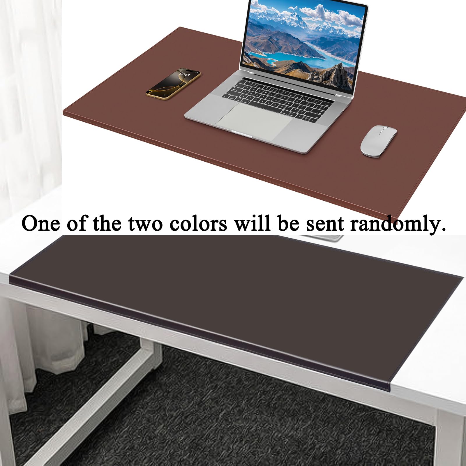 AKOZLIN 35.4"x 18.9" Soft PU Leather Surface Office Desk Mouse Mat Anti-Push Pad with Full Grip