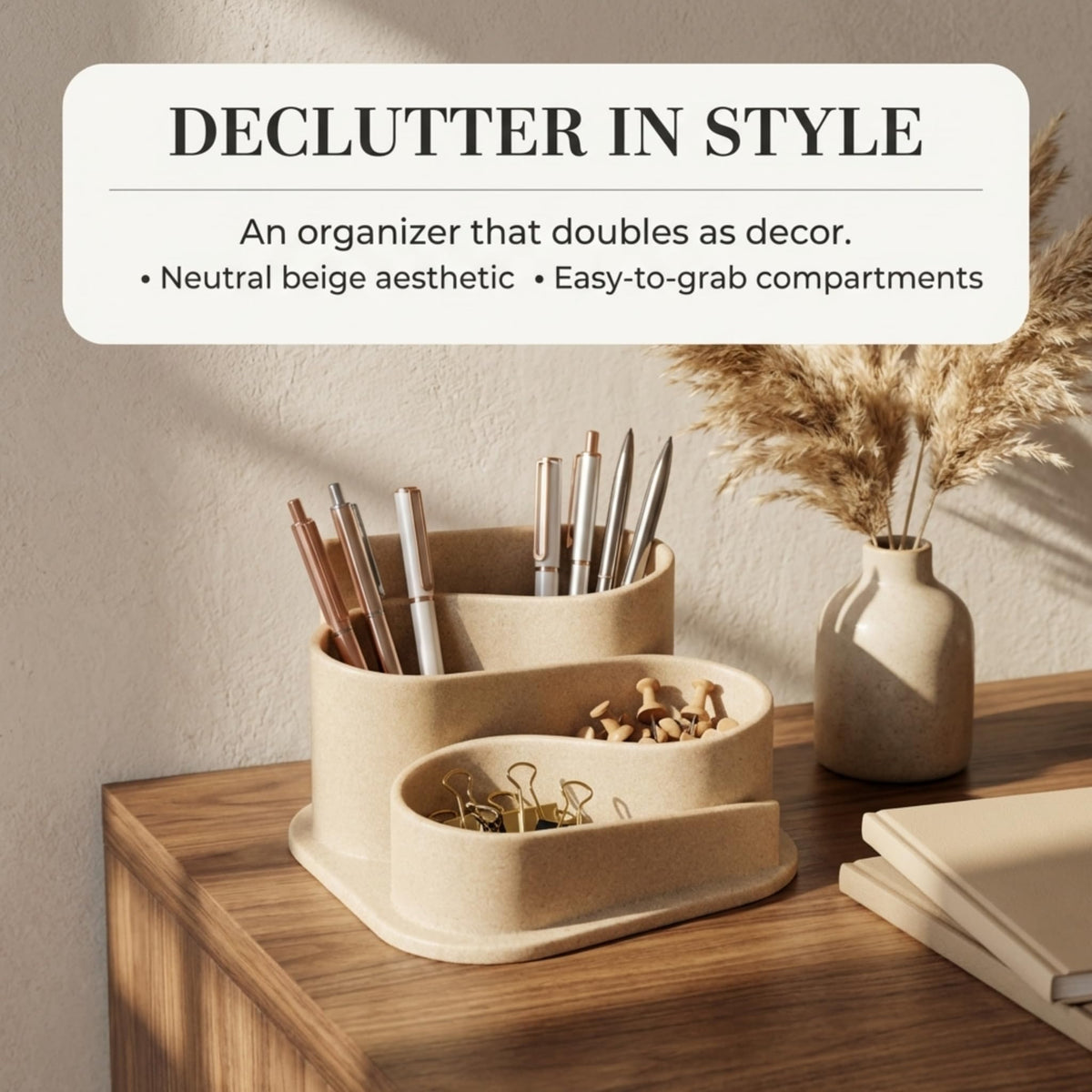 OAKOA Aesthetic Desk Organizer - Modern Desk Accessories - Boho Pen Holder