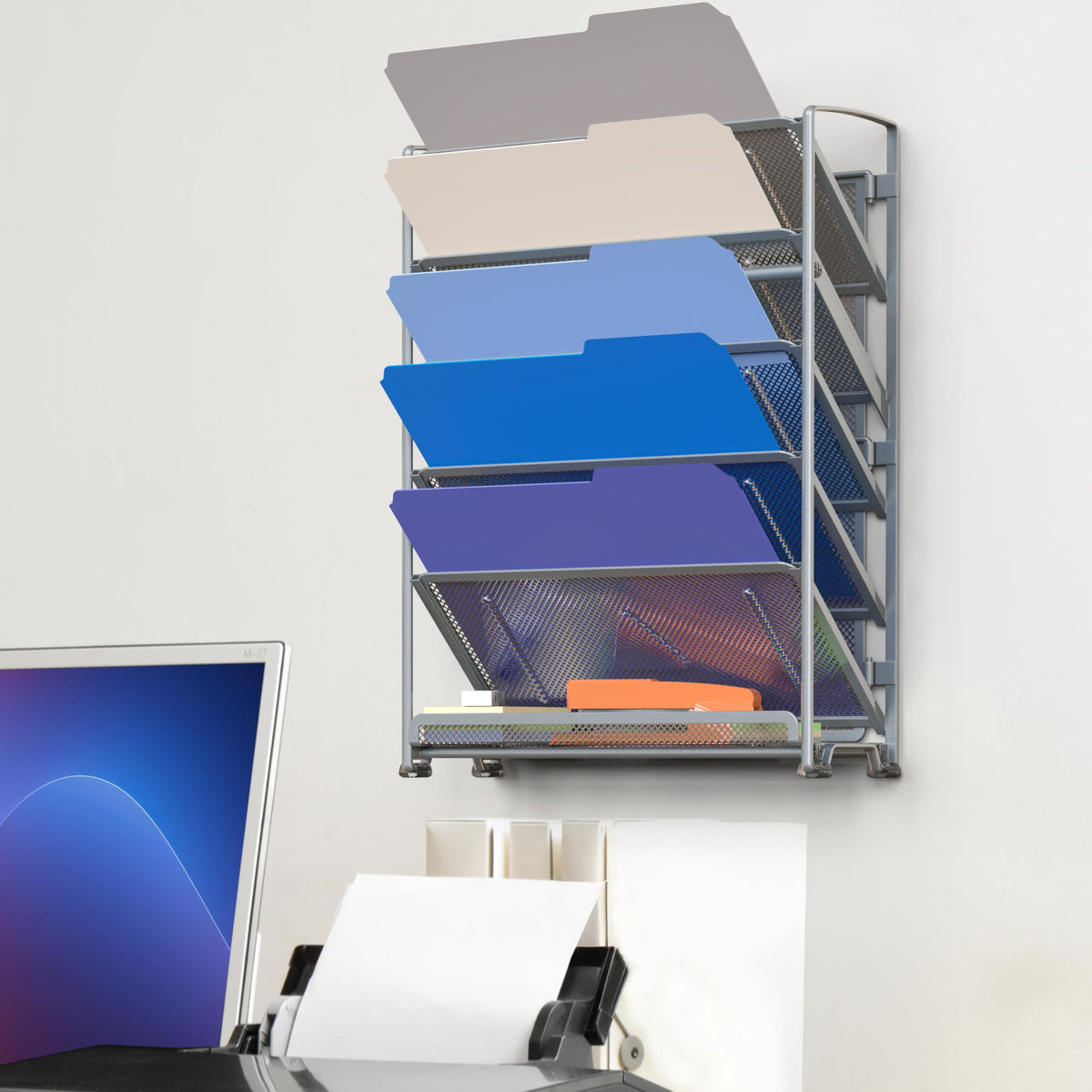 Simple Houseware 6-Tier Wall Mount Document Letter Tray Organizer, Silver