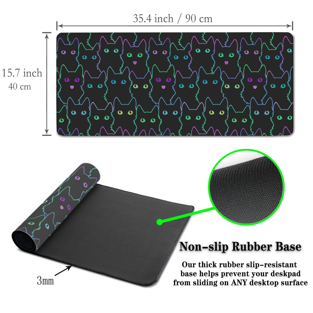 Samgula Big Mouse Pad Black Purple The Desk Pad Computer Mouse Pads Keyboard Pads Deskmat