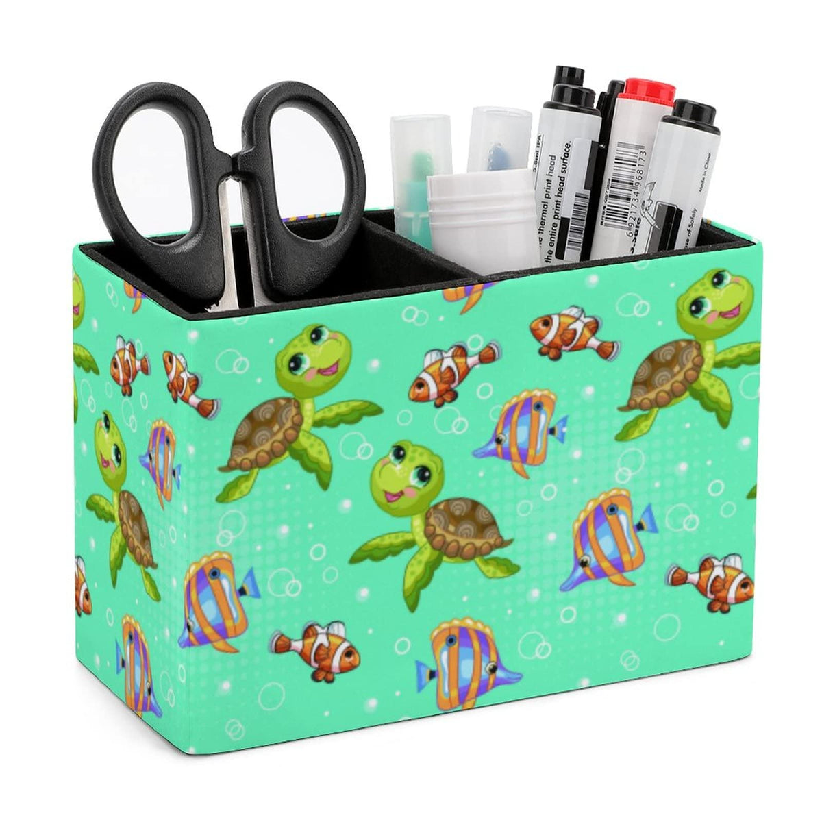 Niapessel Pencil Holder for Desk, Tropical Fish And Turtle Pen Holder Storage Desktop Pen Organizer