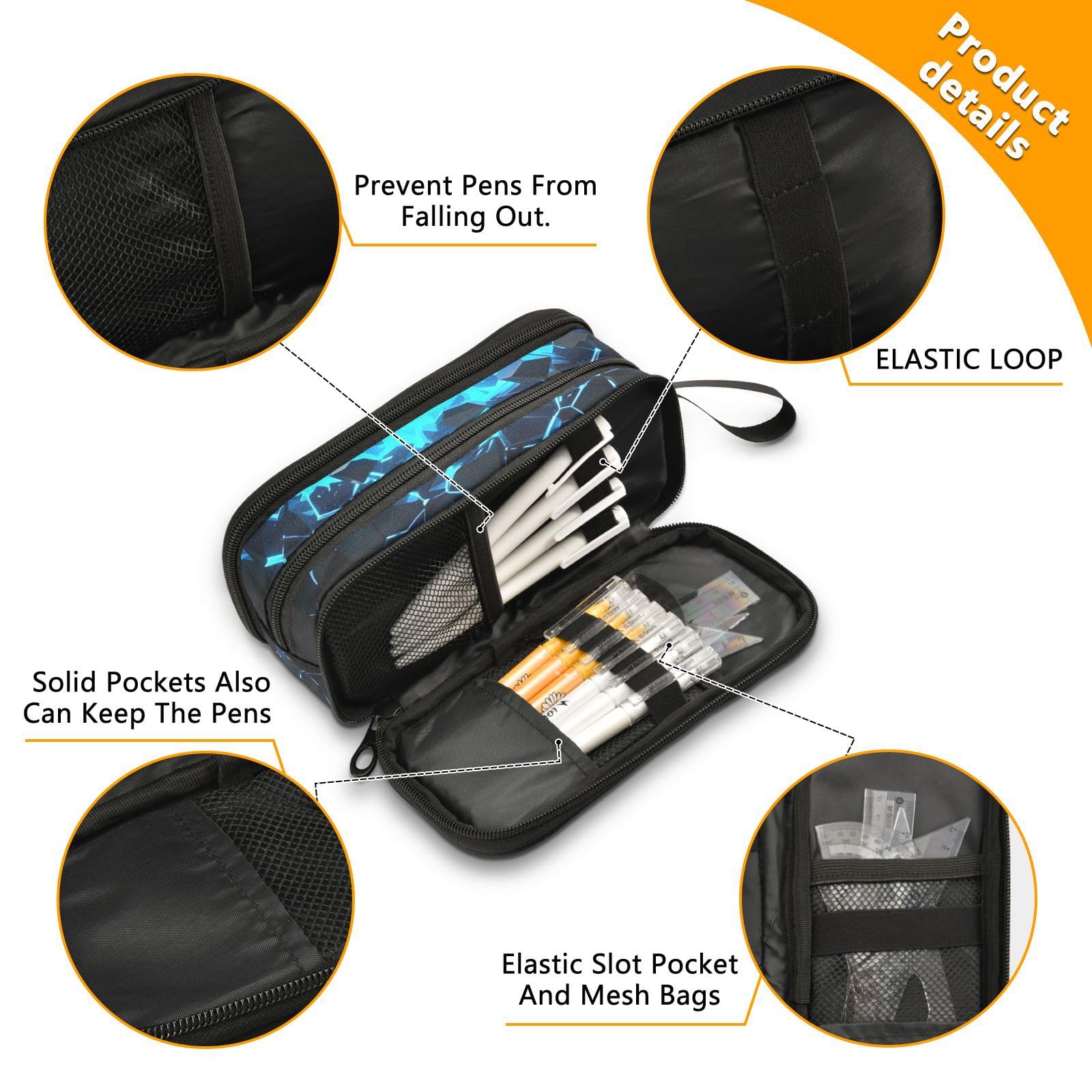 BOENLE Custom 3d Soccer Football Blue Pencil Case Box Boys Girls Personalized Name Large Pencil