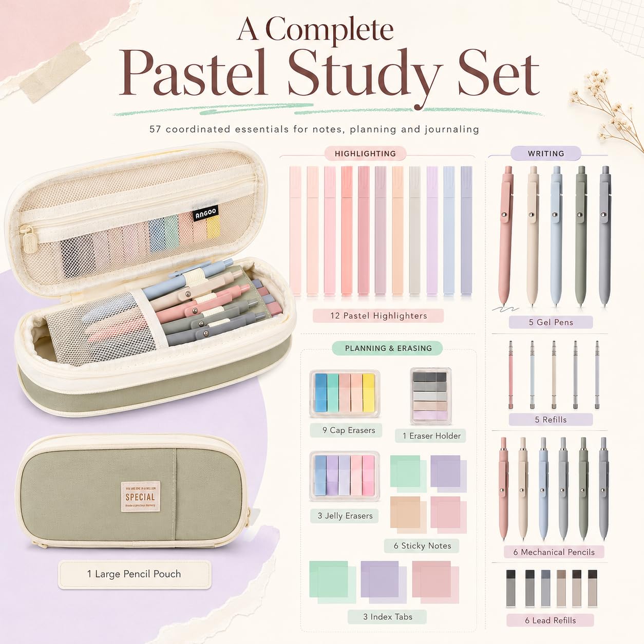 27 Pcs Aesthetic School Supplies Include 12 Pcs Aesthetic Highlighters Bible 1 Ppcs Big apacity Pen