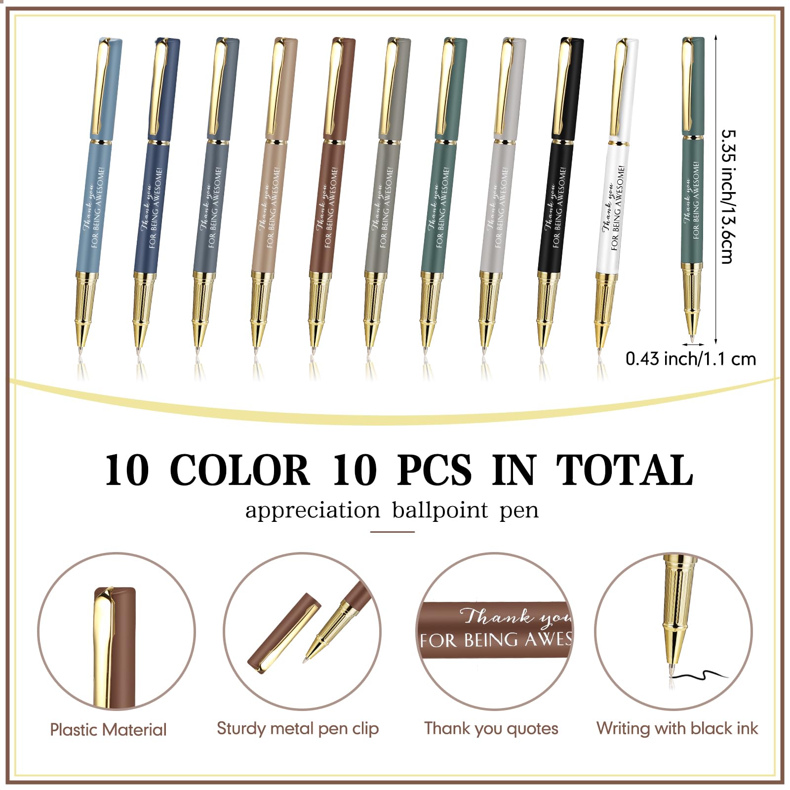 PerKoop 10 Sets Thank You Gifts, Appreciation Pens with Boxes for Men Women