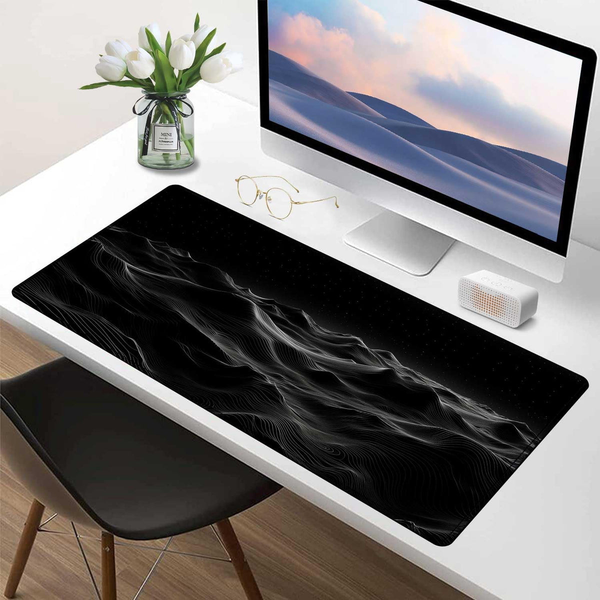 Large Extended Gaming Mouse Pad with Stitched Edges,Black 3D Design XL Desk Pad Mouse Pads for