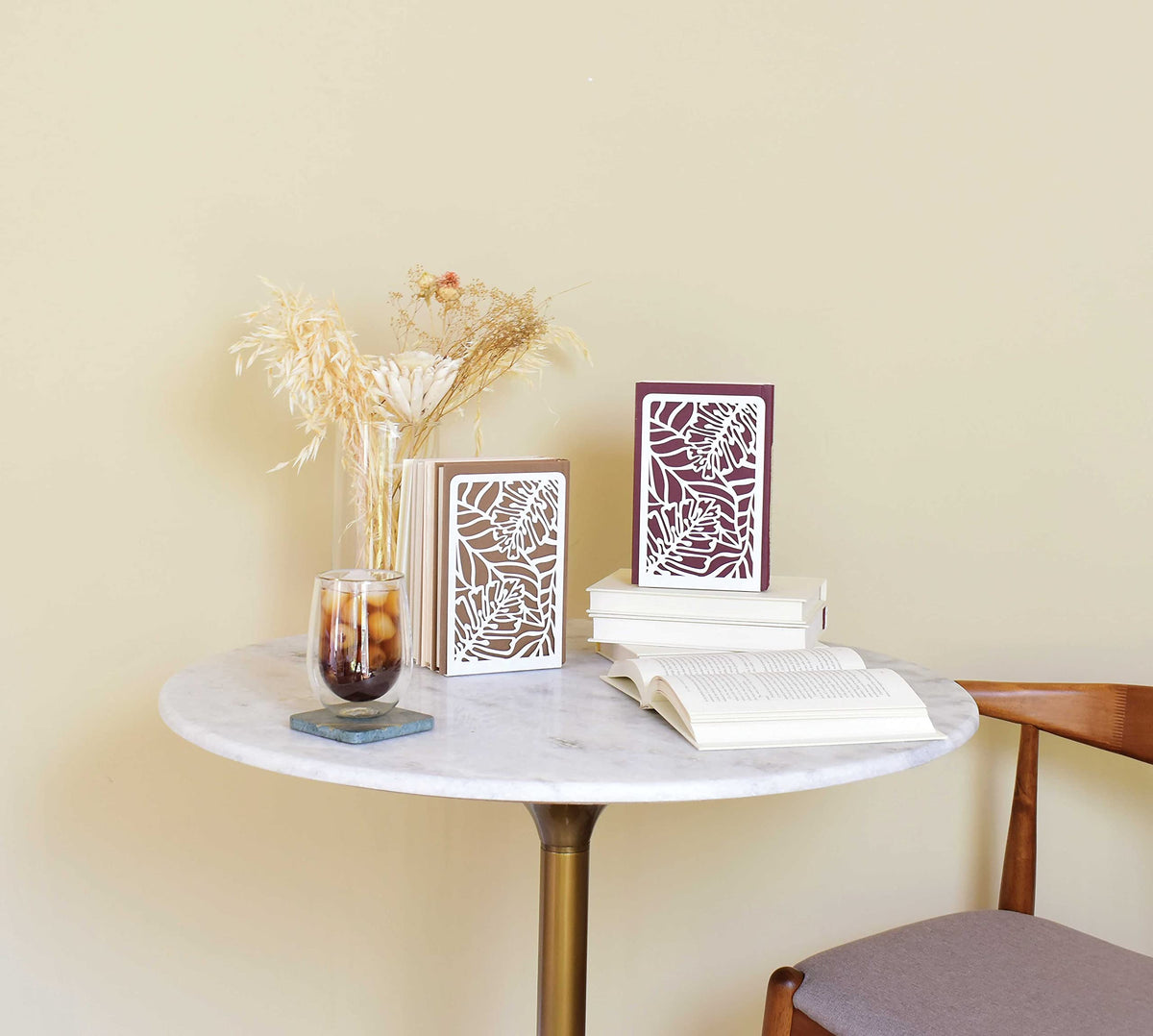 CNK Premium BookEnds for Heavy Books - Metal Book Stoppers for Book Shelves - Decorative Home