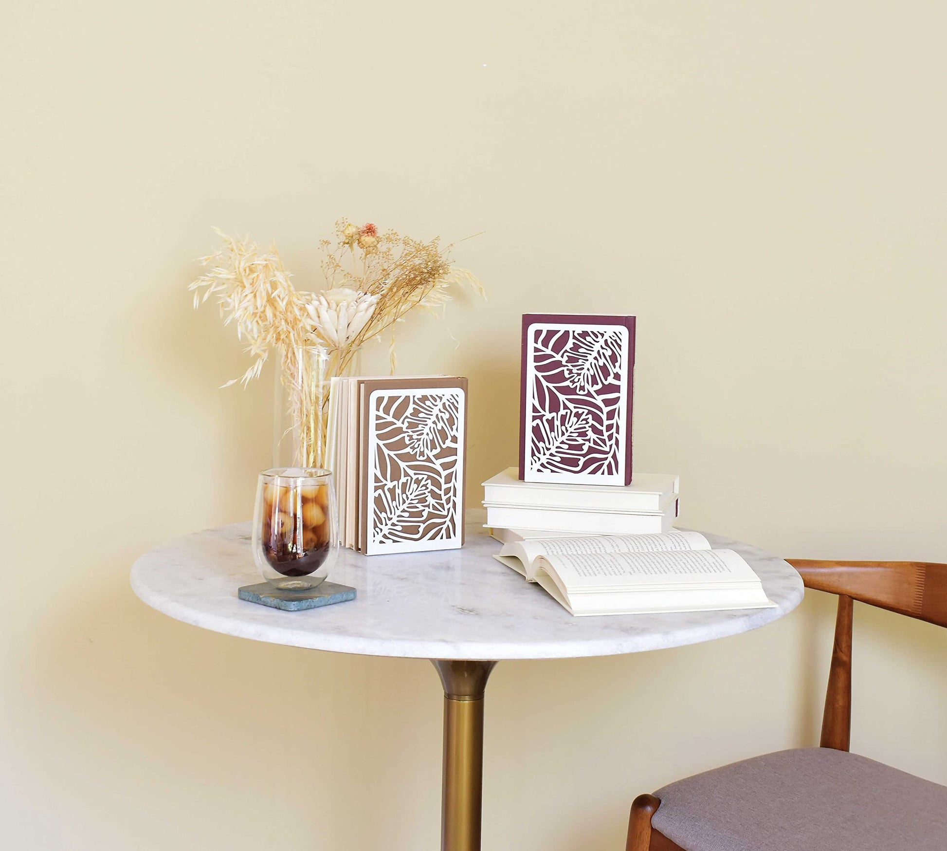 CNK Premium BookEnds for Heavy Books - Metal Book Stoppers for Book Shelves - Decorative Home