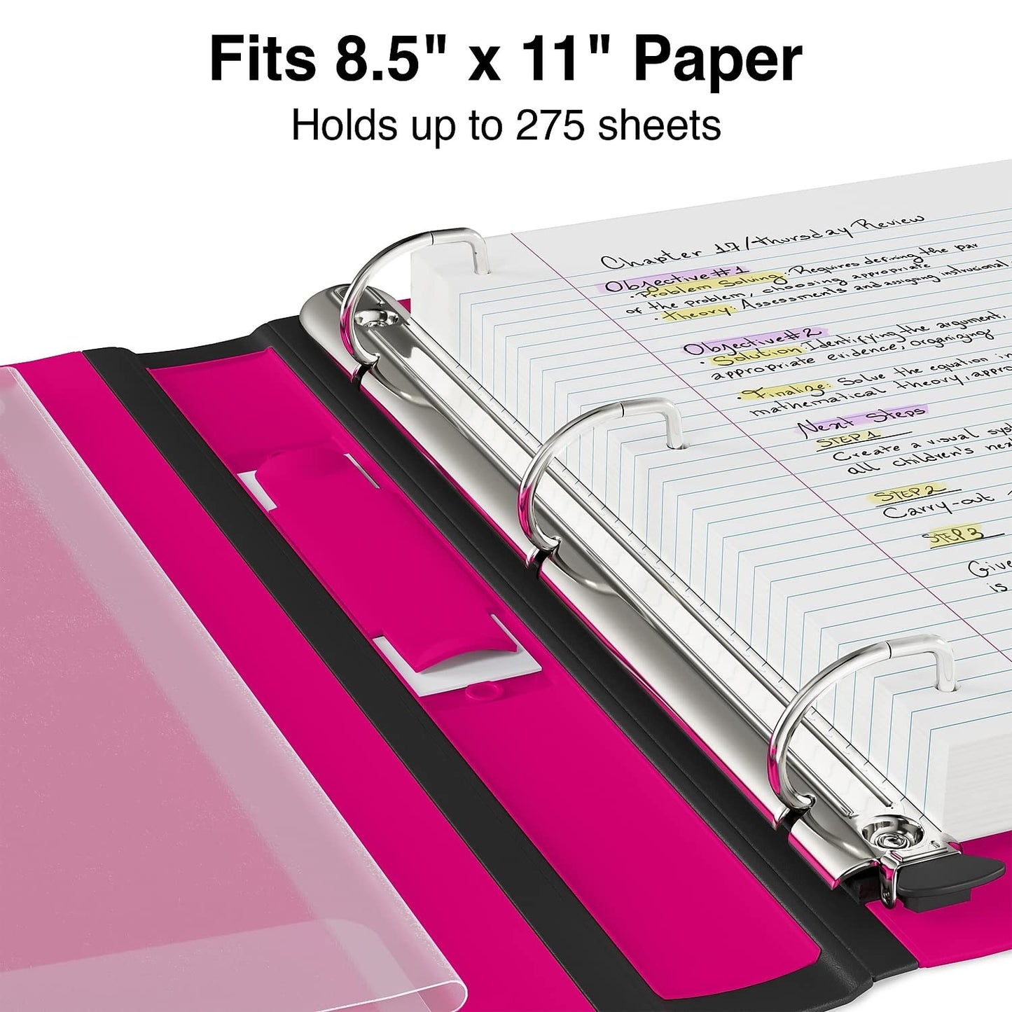 Staples Better Binder, 1-Inch 3-Ring View, Pink, 3-Pack