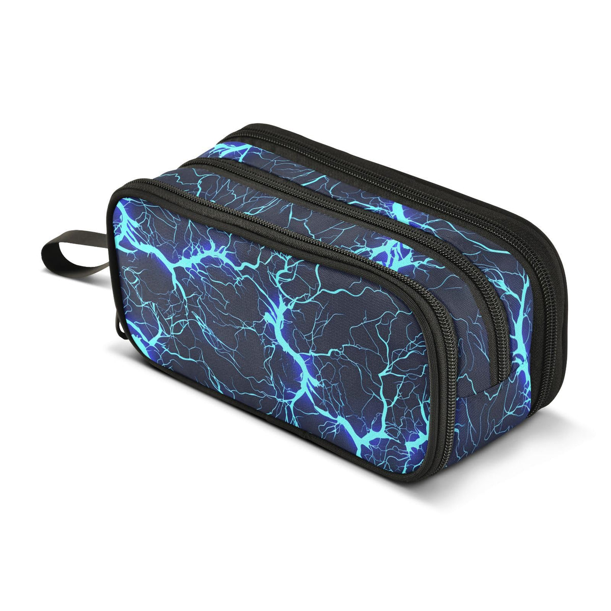 BOENLE Dark Blue Electric Lightning Pencil Case Box Boys Girls Large Pencil Pouch with Zipper