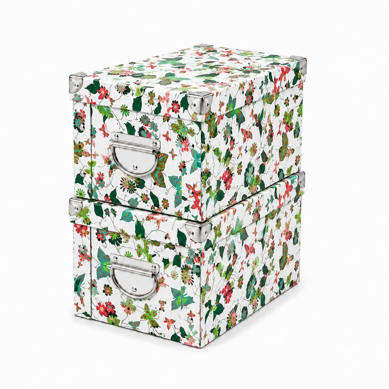 GUOZI Collapsible Storage Box, Decorative Memory box with Lid & Metal Reinforced Corners, Cardboard