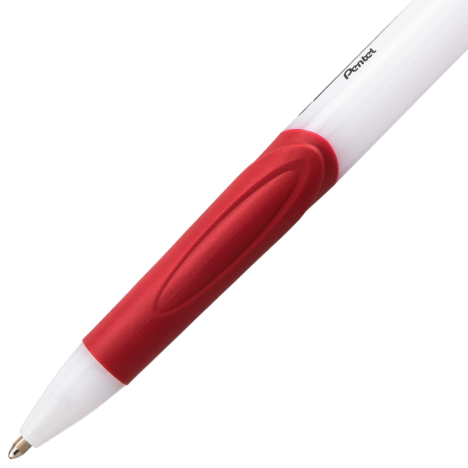 Pentel GlideWrite Ballpoint Pen with TechniFlo Ink, (1.0mm) Medium Line, Red, Box of 12 (BX910-B)