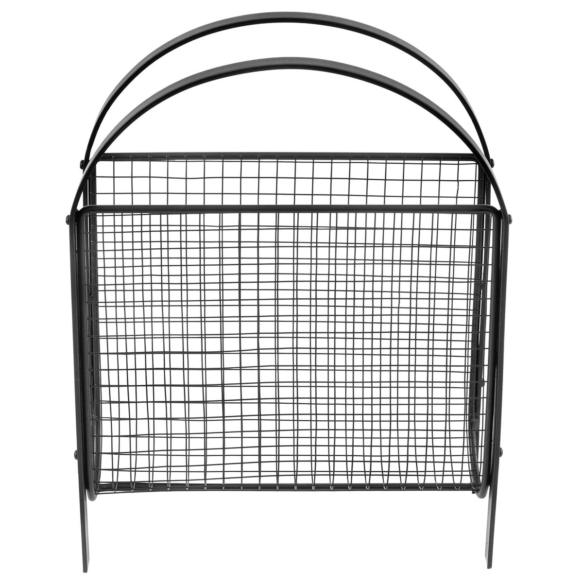 MyGift Mid-Century Design Magazine Rack, Matte Black Tone Metal Mesh Freestanding Magazine