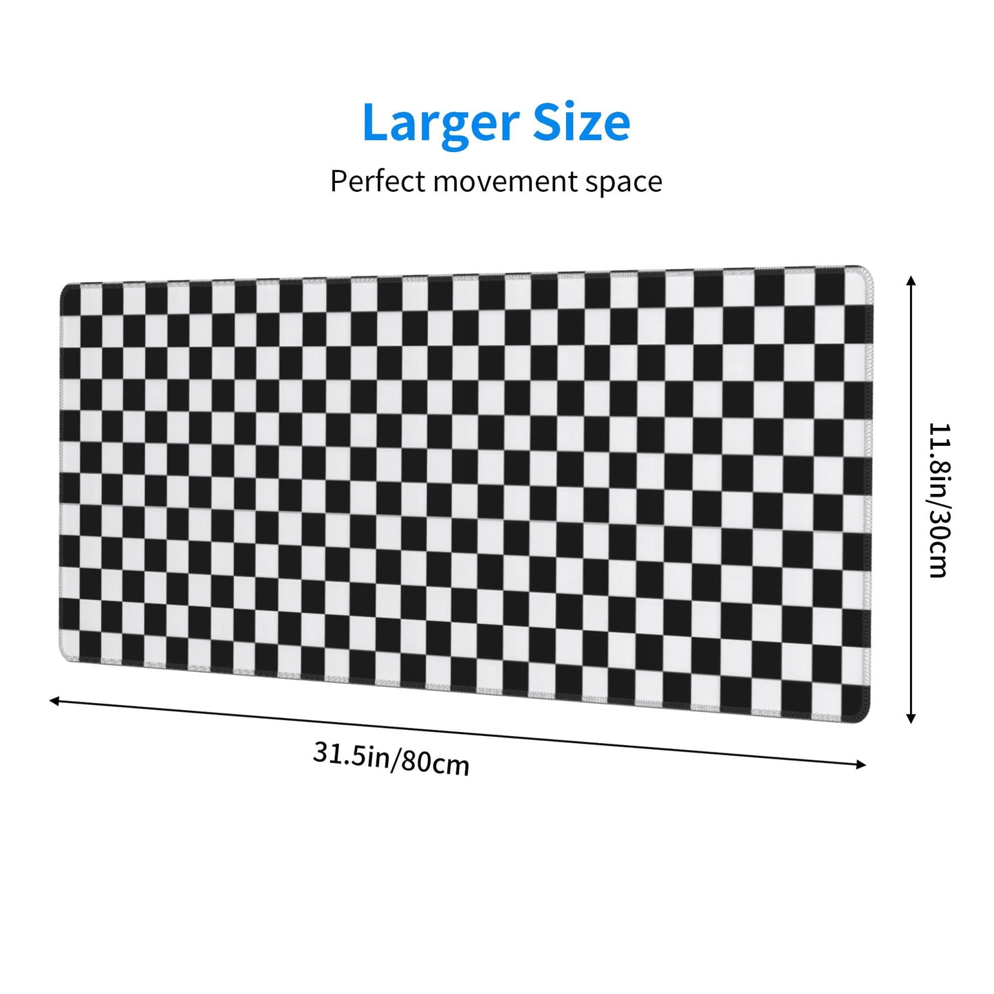 Black and Wite Checkerboard Mouse Pad Extended Large Gaming Mouse Pad XL Stitched Edges for Gamer