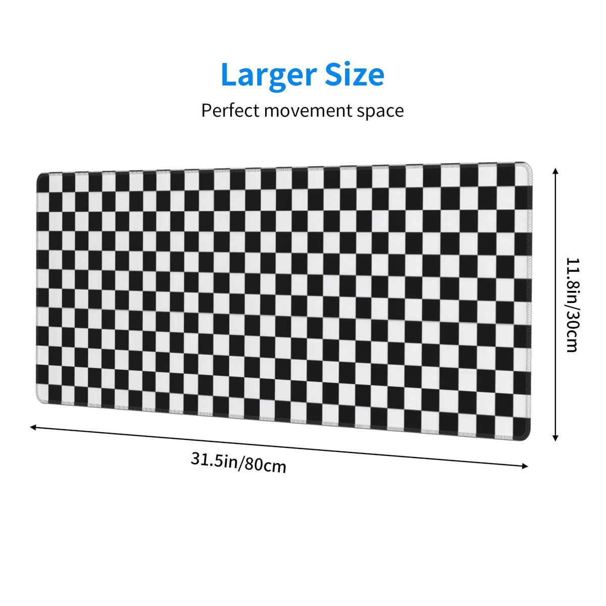Black and Wite Checkerboard Mouse Pad Extended Large Gaming Mouse Pad XL Stitched Edges for Gamer