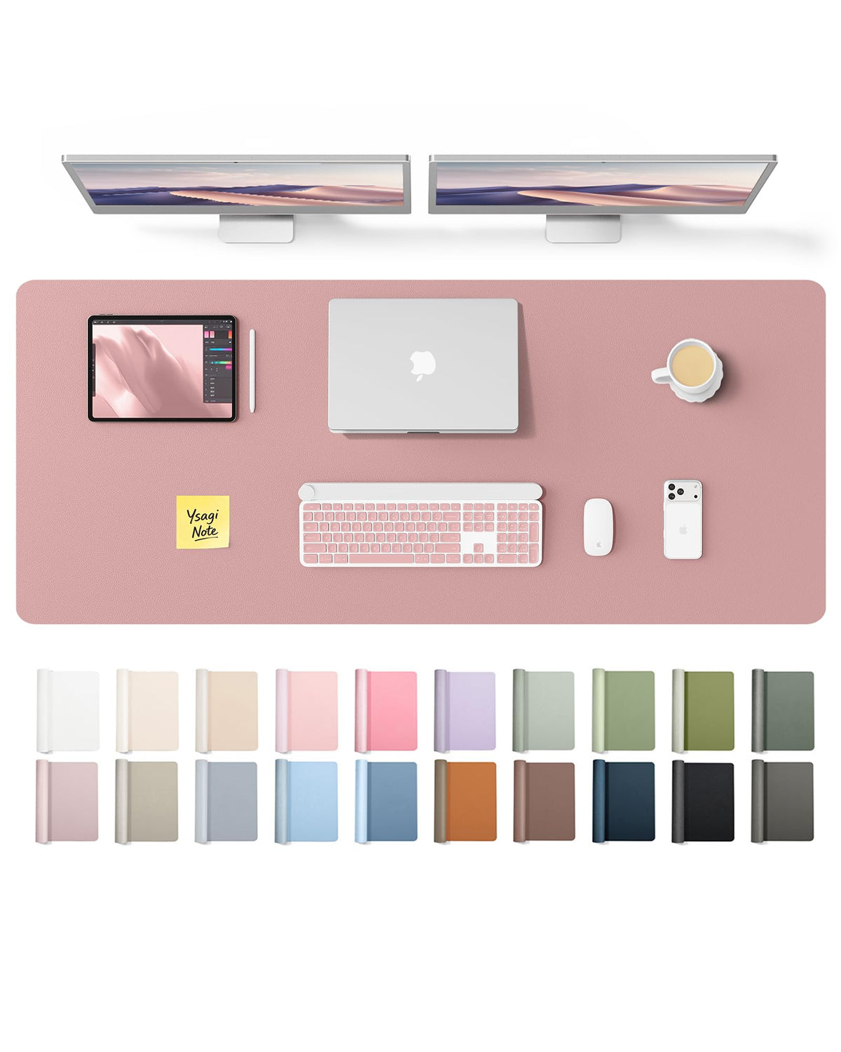 YSAGi Leather Desk Pad Protector, Office Desk Mat, Large Mouse Pad, Non-Slip PU Leather Desk