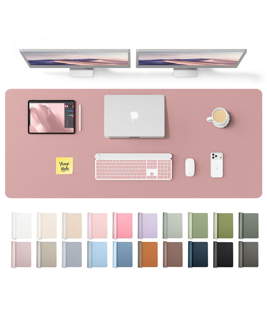YSAGi Leather Desk Pad Protector, Office Desk Mat, Large Mouse Pad, Non-Slip PU Leather Desk