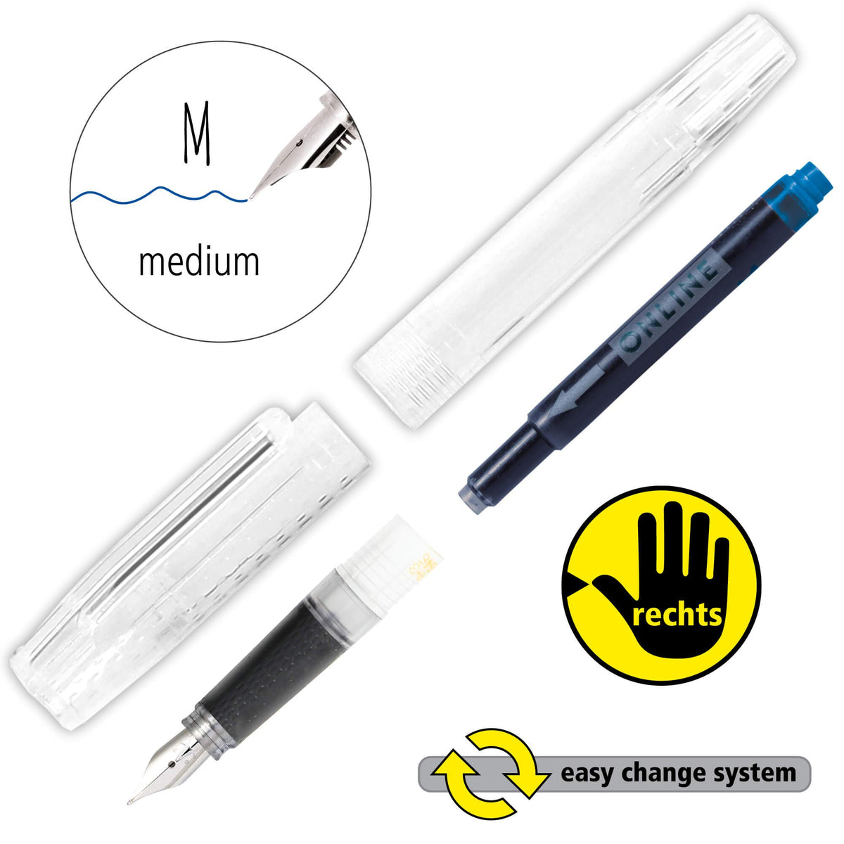 Online Bachelor Starter 42013/3 Fountain Pen Klexxi Pink Nib A for Beginners of Writing 1 Piece
