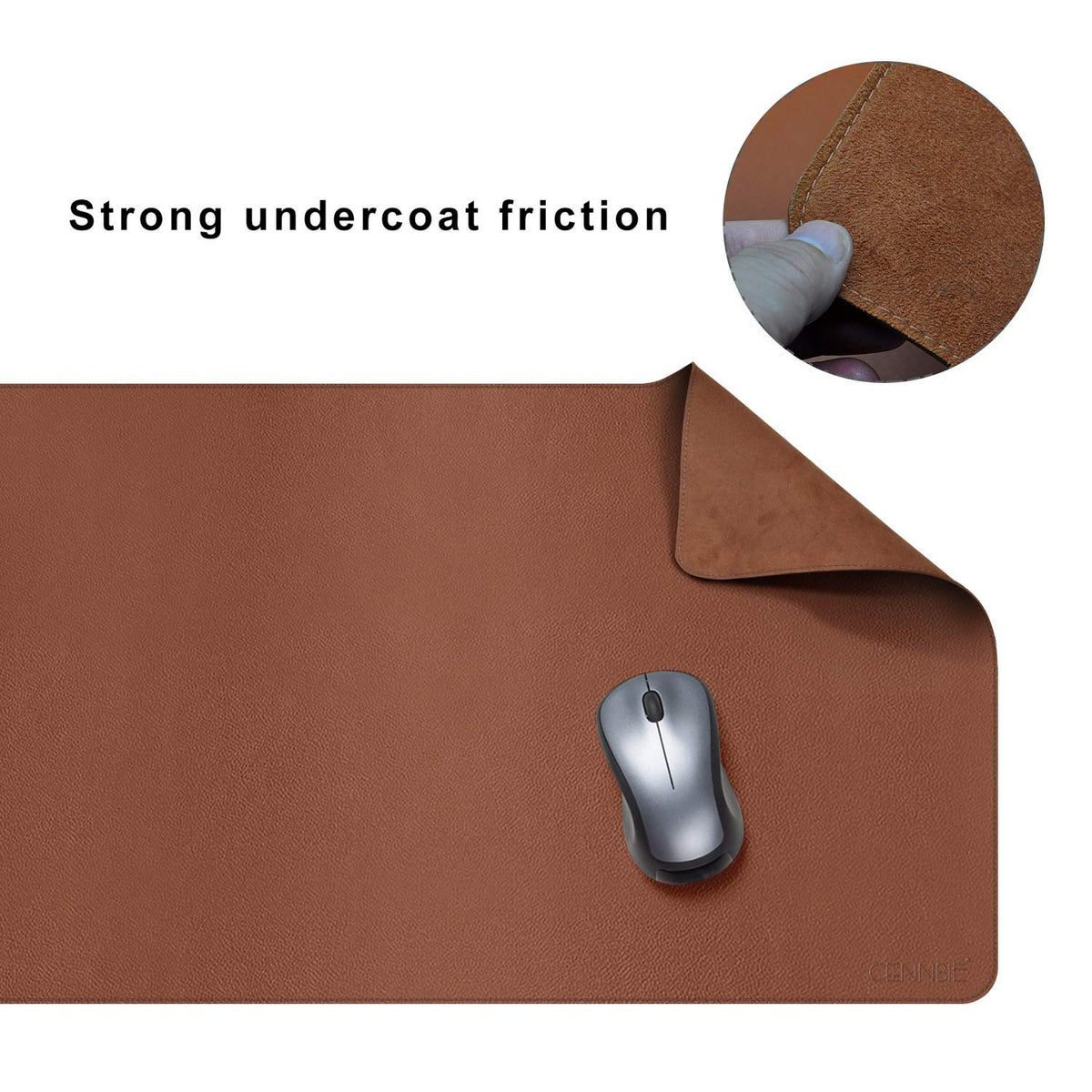 CENNBIE Leather Desk Mat 39.3"x19.6", Office Desk pad (Brown)
