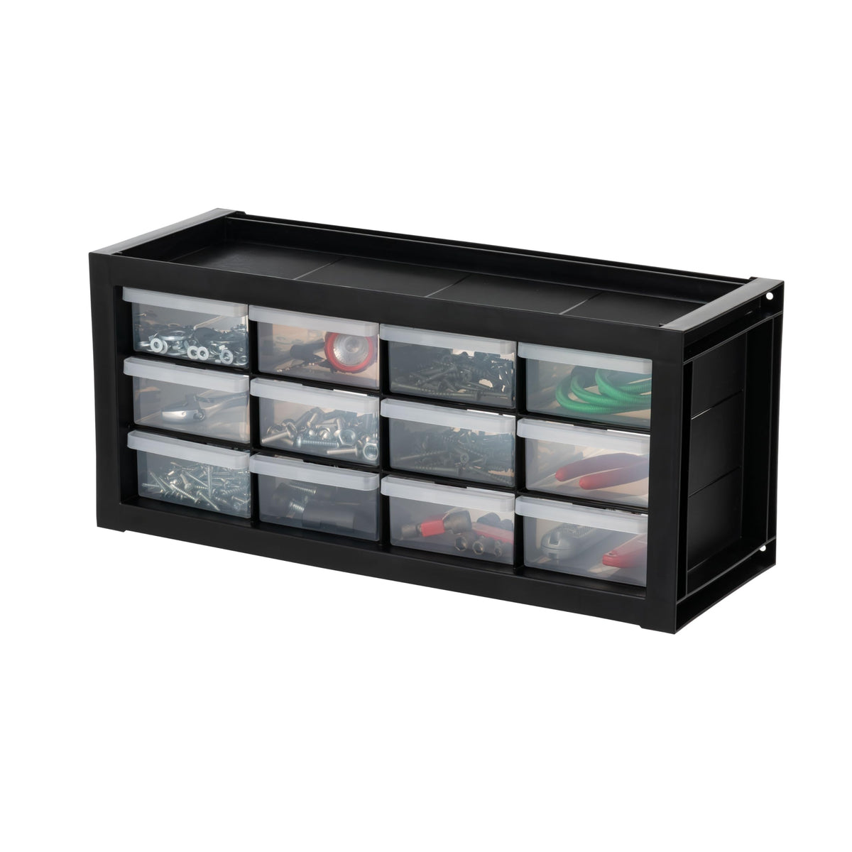 IRIS USA 12-Drawer Desk Storage Organizer, Charms, Water Packets, Black