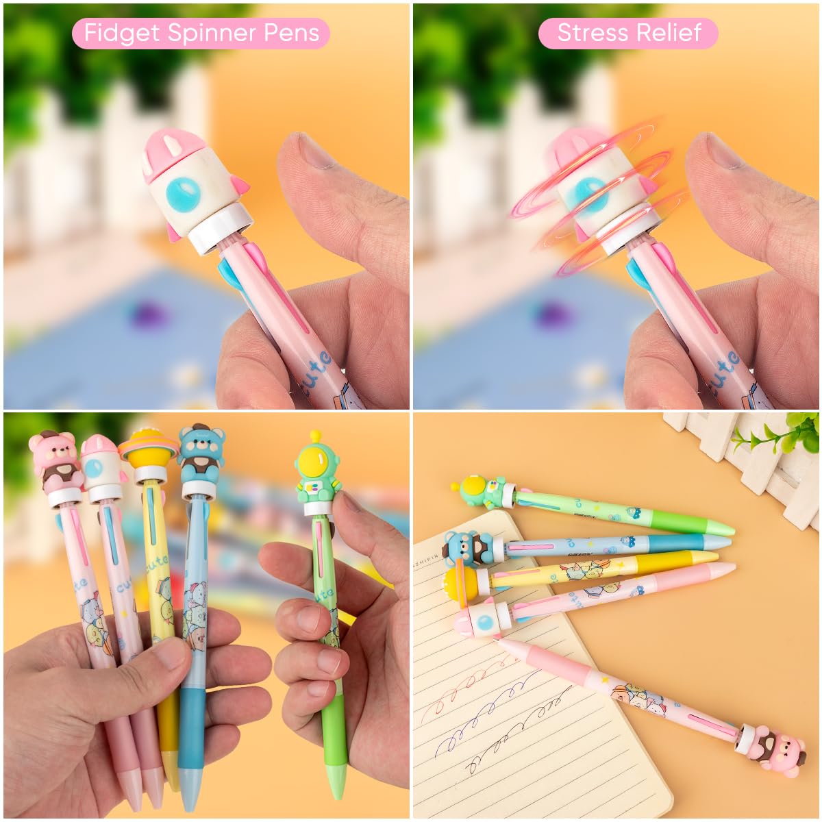 PGPBW 24 Fidget Spinner Easter Multicolor Pen in One 3-in-1 | Fun Cute Pens for Kids & Adults |