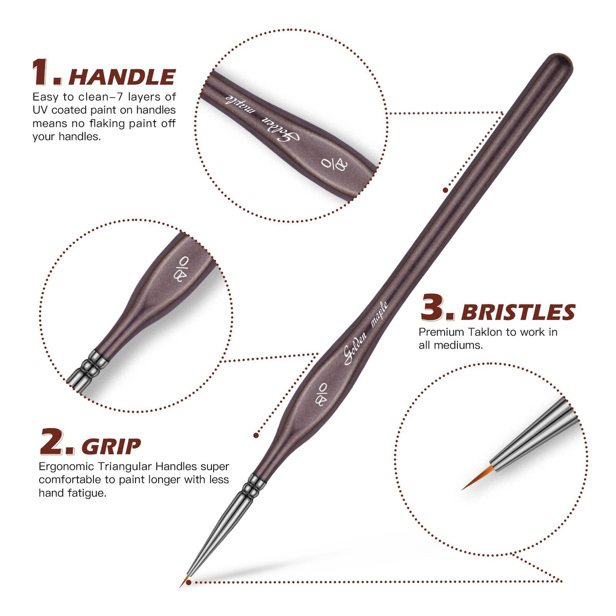 Golden Maple Miniature Paint Brushes, 15PC Model Brushes Micro Detail Paint Brush Set, Fine