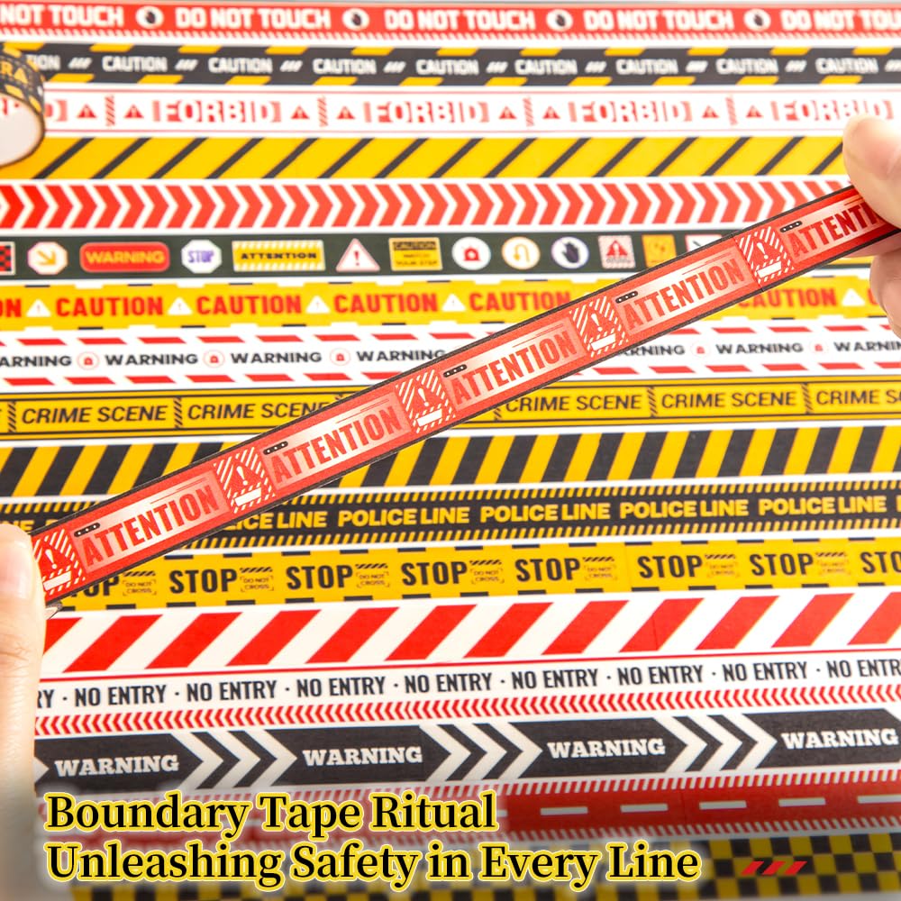 icceemee 30 Rolls Warning line Theme Washi Tape Set, Writable Decorative Tapes for Scrapbooking