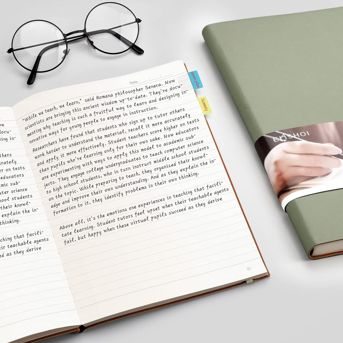 EMSHOI Lined Journal Notebook, 204 Numbered Pages, B5 Size (7.5'' x 10'')