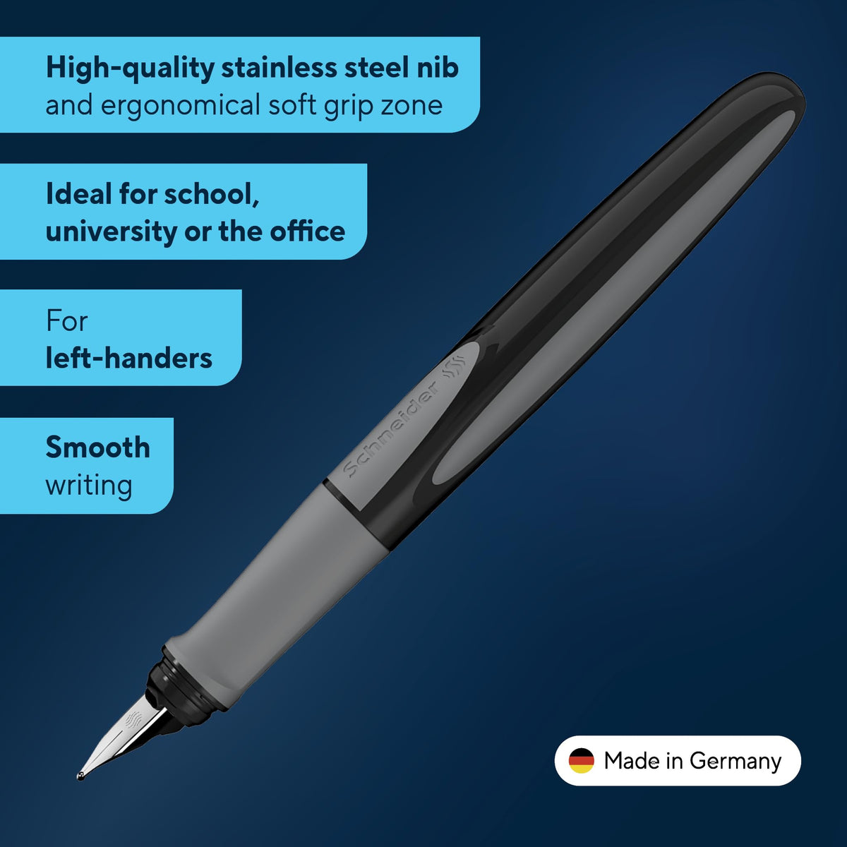 Schneider Ray fountain pen (left-handed, incl. Royal Blue Standard Ink Cartridge