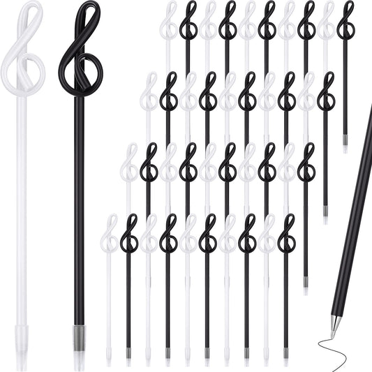 Lincia 100 Pcs Music Note Pens Bulk Musical Ballpoint Pens, Black, White