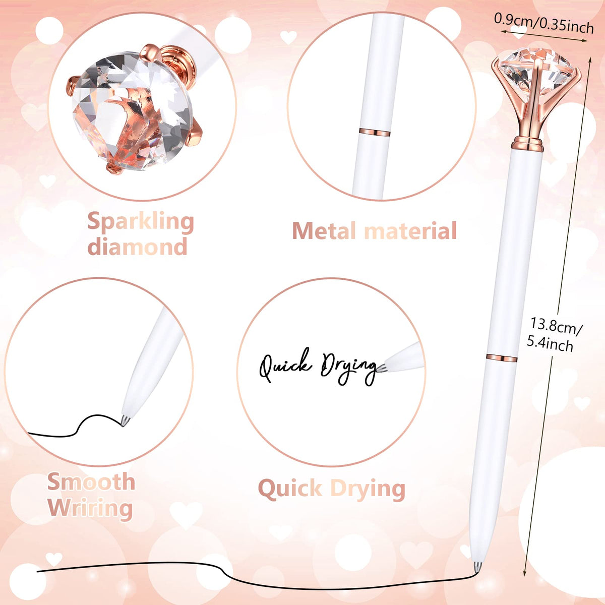 Yahenda 50 Pcs Christmas Gifts Diamond Pens Bridal Shower Ballpoint Pen Bulk Black Ink Bling