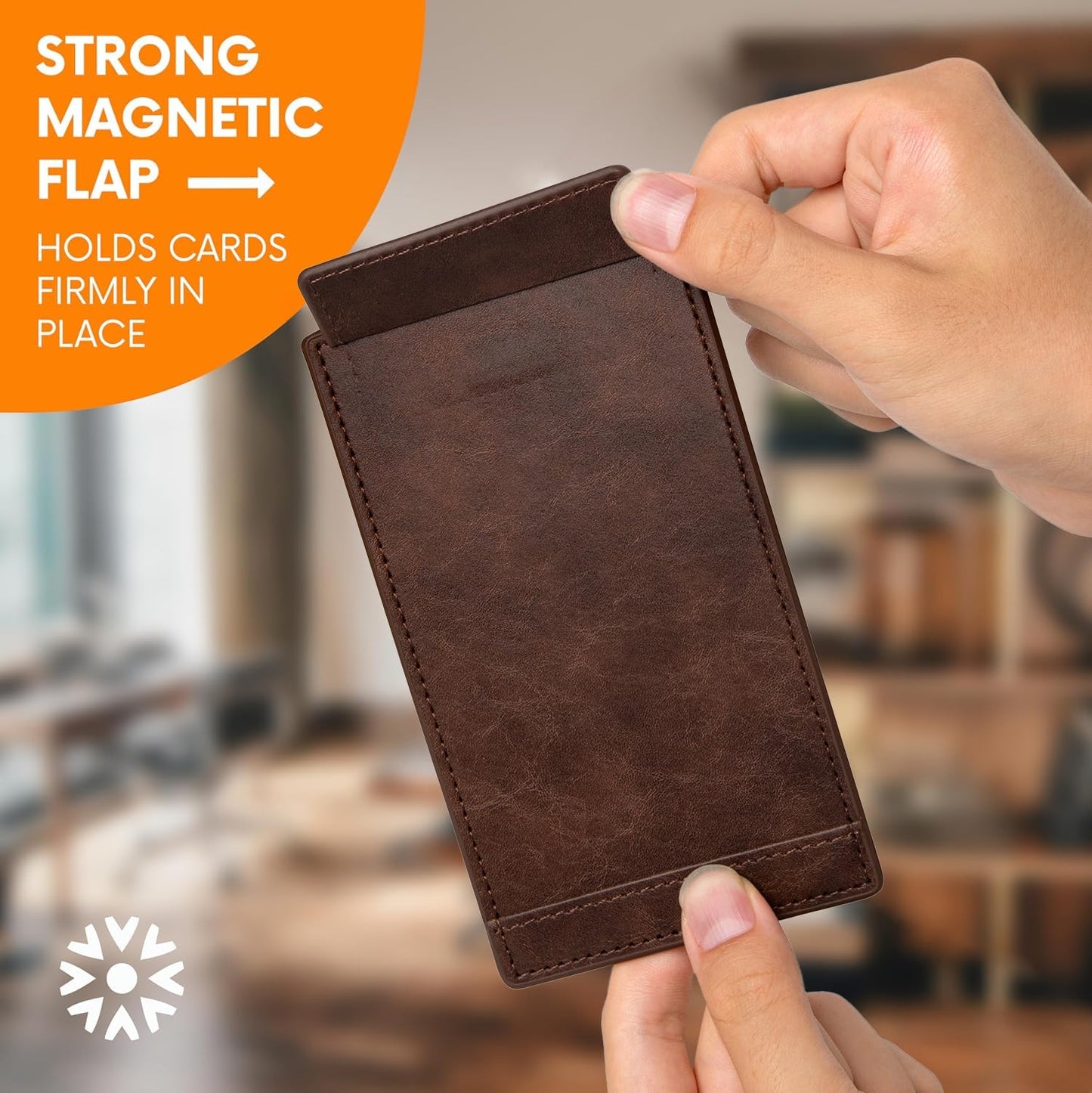 Notsu Note Card Holder, 3x5 Inch, Premium Dark Brown Vegan Leather
