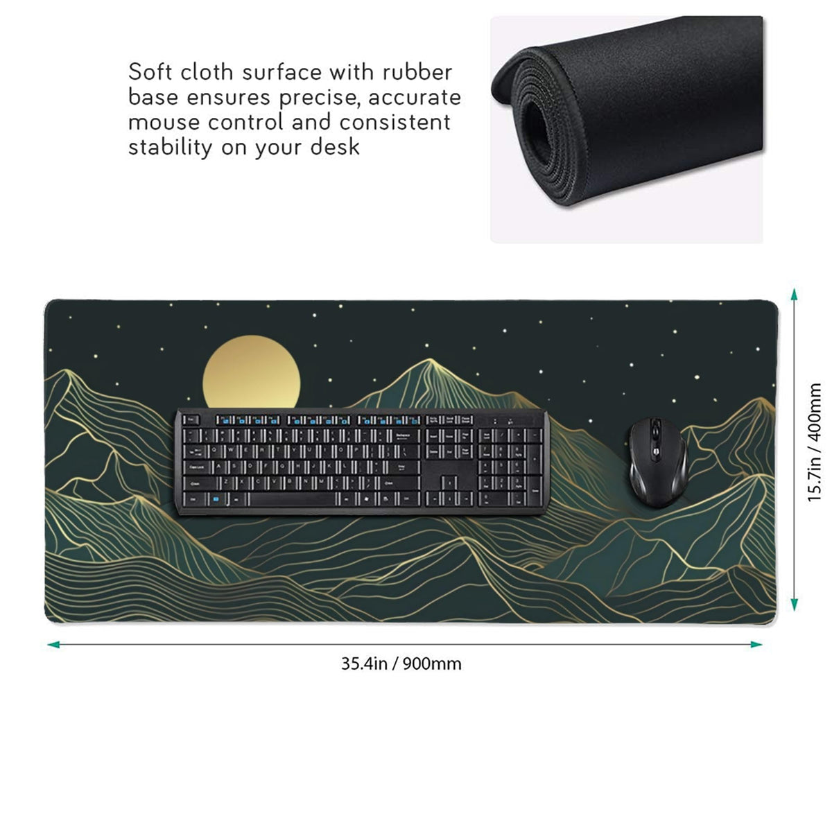 BEYIMEN Mountain & Moon Large Gaming Mouse Pad, 35.4 x 15.7 in