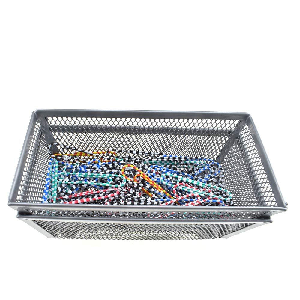 HAHIYO Stackable Mesh Tray Cup 6 x 3 x 2 inches Sturdy Container for Desk Drawer Organizer