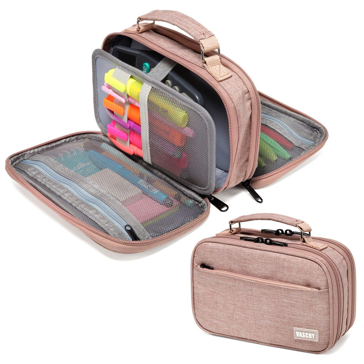 VASCHY Pencil Case, Large Pencil Pouch with Compartments for Middle School,Work,Office Pen